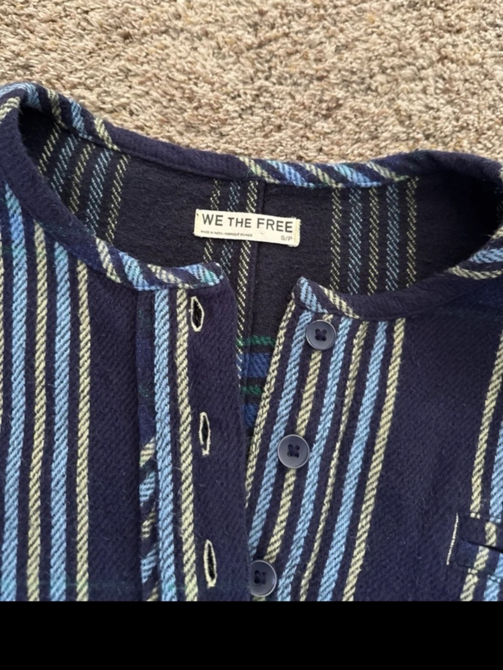 FREE PEOPLE We The Free Denim Dreaming Pullover in Blue Stripe oversized Small - Picture 8 of 12